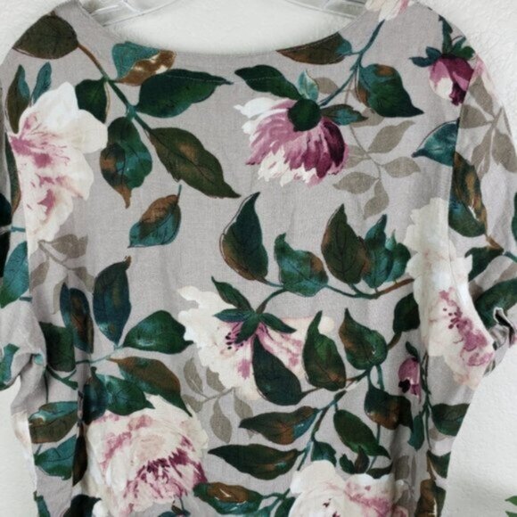 POU DOU DOU Vingt-Trois Japan Hemp/Cotton Woven Floral Print Tunic Top size M - Picture 9 of 13